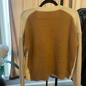 Madewell Tan and Cream Crew Neck Sweater